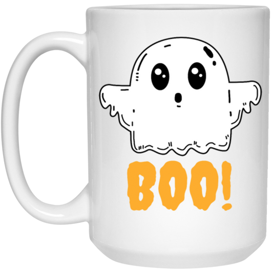 Ghost Boo Halloween, Horror Funny Saying, Love Halloween White Mug