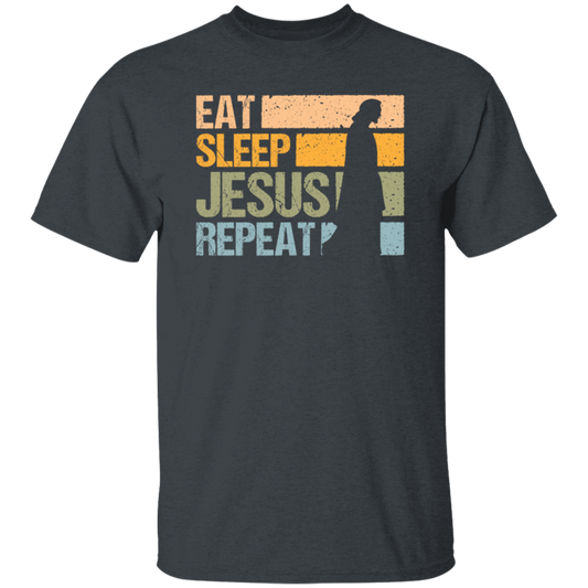 Love Jesus Eat Sleep Jesus Repeat God Faith Christian Retro Gift