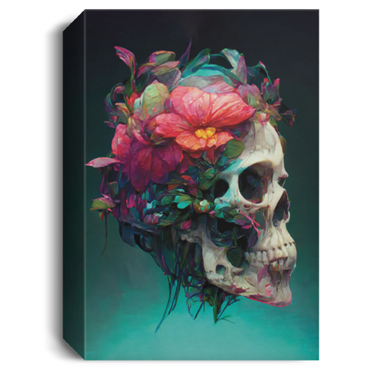 Skull With Flowery Vines, Art Skull Realistic, Gothic Skull, Mysteristic Art