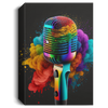 Colorful Microphone, Love Karaoke, Neon Microphone, Modern Style Canvas