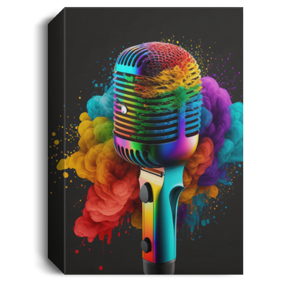 Colorful Microphone, Love Karaoke, Neon Microphone, Modern Style Canvas