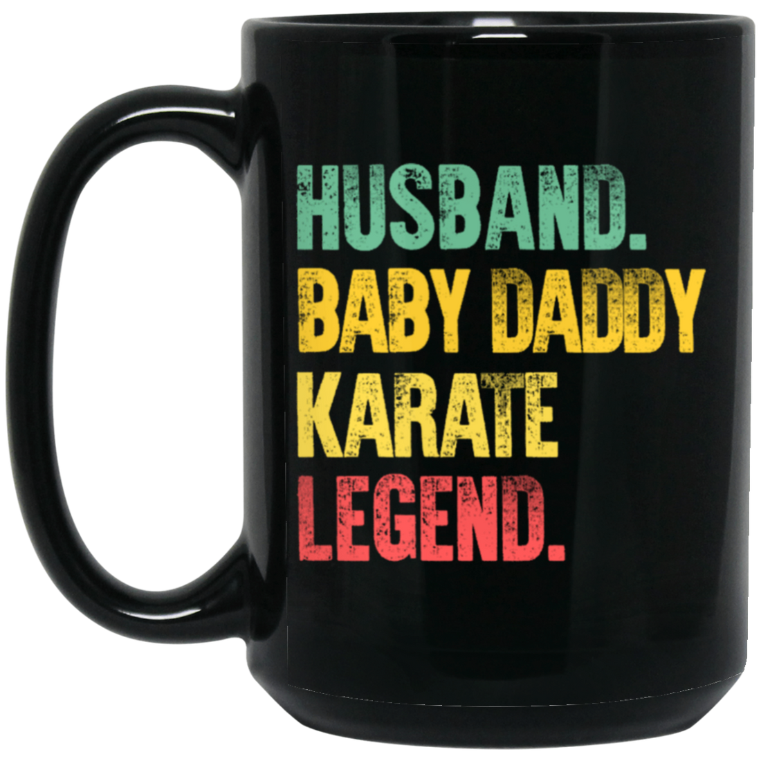 Retro Husband Baby Daddy Karate Legend Dad Black Mug