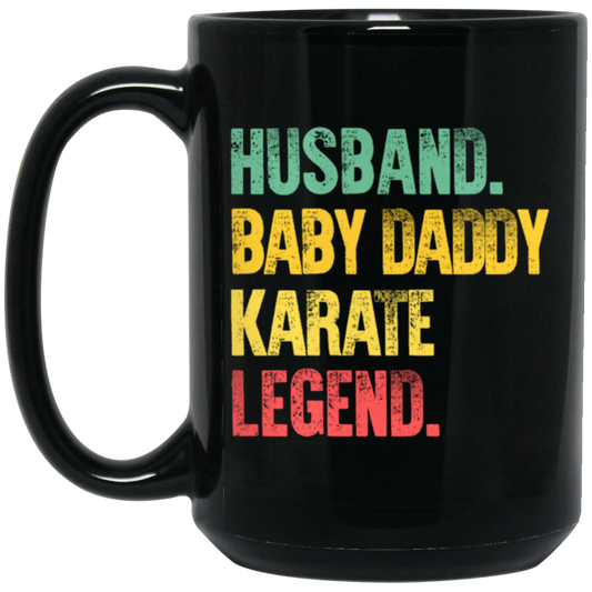 Retro Husband Baby Daddy Karate Legend Dad Black Mug