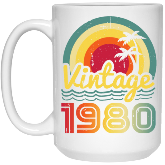 Love 1980 Gift, Retro 1980 Gift, Vintage 1980 Gift, 1980 Birthday Gift, Hawaii Lover Gift White Mug