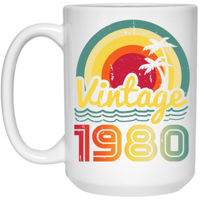 Love 1980 Gift, Retro 1980 Gift, Vintage 1980 Gift, 1980 Birthday Gift, Hawaii Lover Gift White Mug