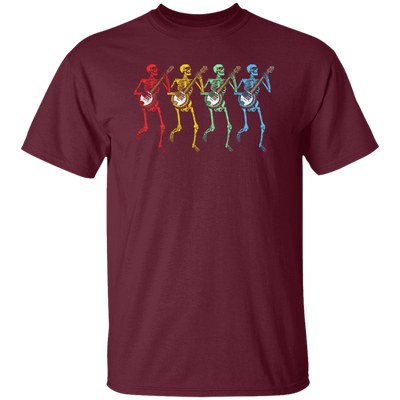 Color Splash, Retro Rainbow Color Dancing Skeletons Banjos