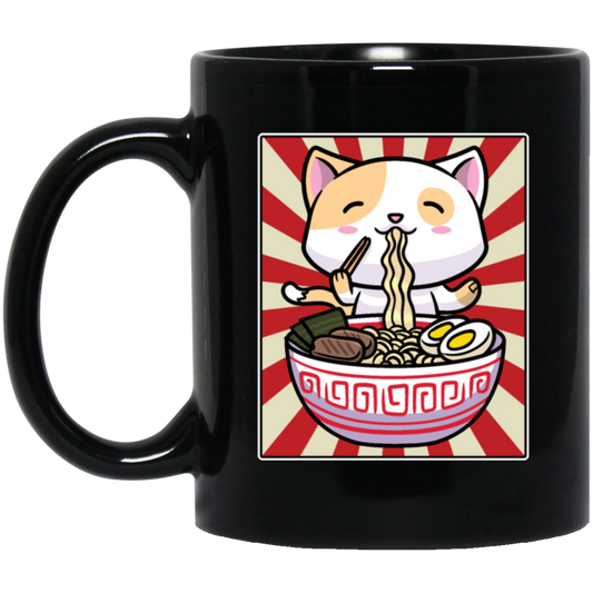 Kawaii Cat Love Ramen Japanese Noodle Lover Cartoon Cat