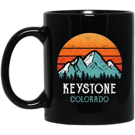 Vintage Keystone Sweater, Retro Colorado, Keystone National Park Black Mug