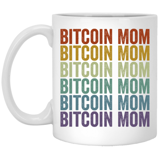 Retro Bitcoin Lover Gift, Bitcoin Vintage Mom Gift, Mommy Love Gift White Mug