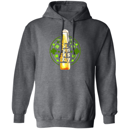 Shamrocks For St Patrick, Stylized Beer Bottles And Shamrock Gift Pullover Hoodie