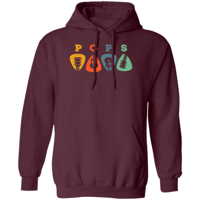 Pops Guitar, Guitar Picks, Retro Guitarist Pullover Hoodie