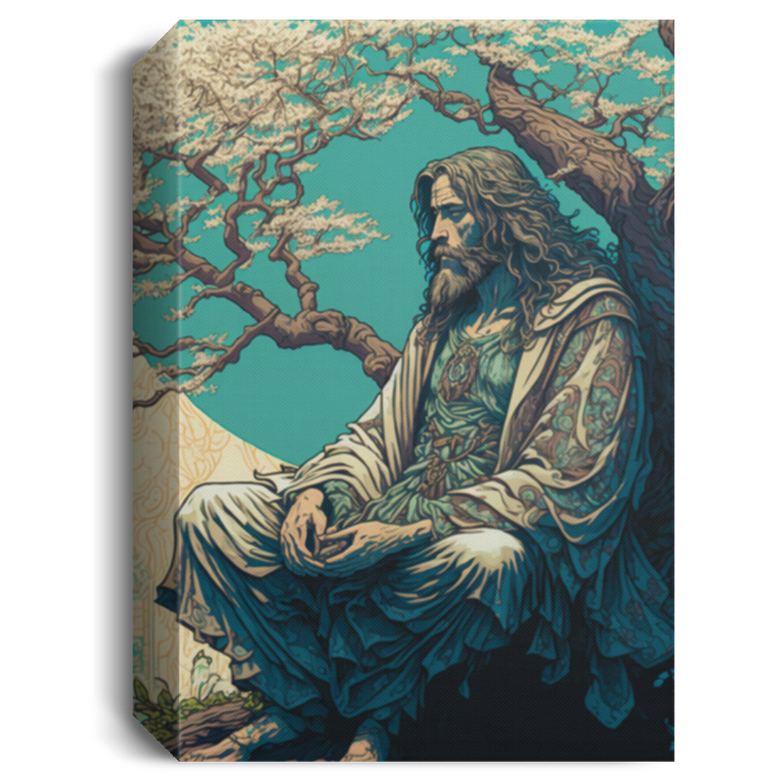 Jesus Christ Meditating Under A Tree, Jesus In My Mind, Jesus Under The Sakura Tree