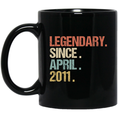 Birthday Gift Legendary Since April 2011 Retro Black Mug