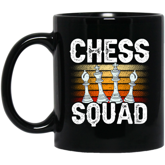 Squad In Sport, Chess Squad Gift, Intelligent Sport, Hobby Player Lover Match Gift Black Mug