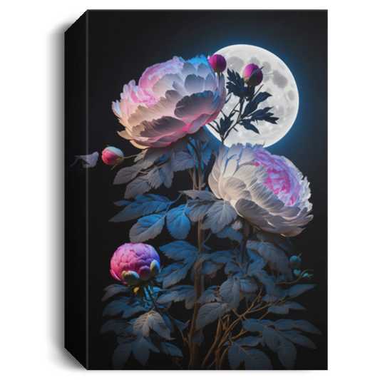 Beautiful Peony Branches, Light Shining In The Stamens, Moonlight Canvas