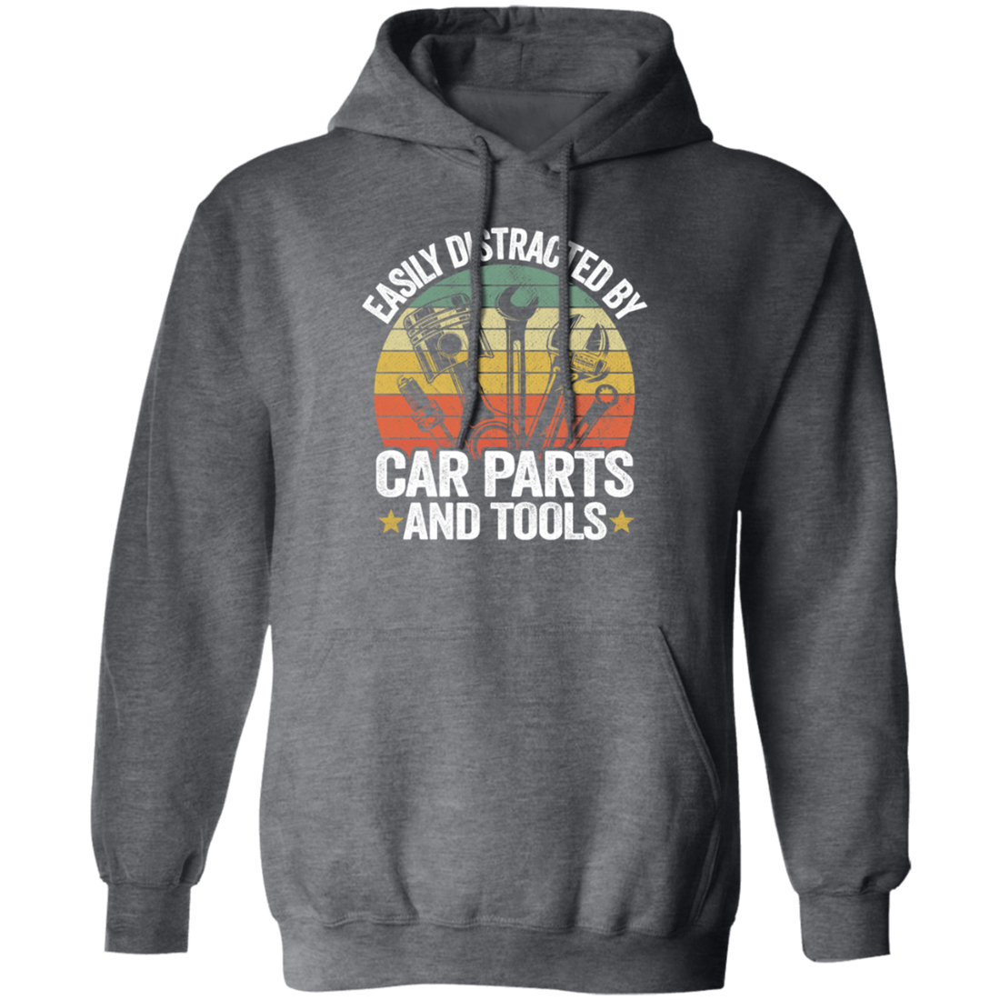 Retro Car Parts, Easily Distracted By Car Parts And Tools, Funny Tool Lover Pullover Hoodie