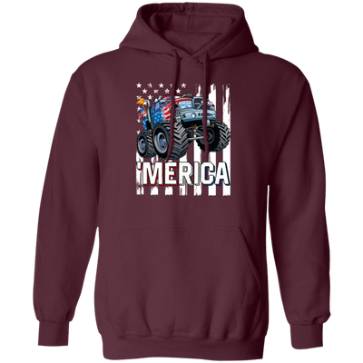 America Lover, Monster Truck USA Flag, Patriotic Boy Lover