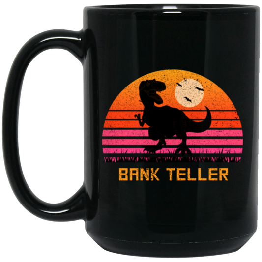 Retro Vintage Bank Teller Dinosaur Sunset Gift