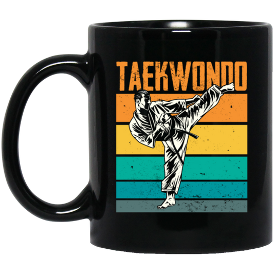 Love Taekwondo, Retro Taekwondo Gift, Love Martial Art, Korean Martial Art Vintage Black Mug