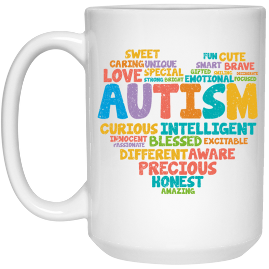 Autism Love Gift, Healing Gift, Heal Autism, Autism Awareness, Retro Gift, Autism Vintage White Mug