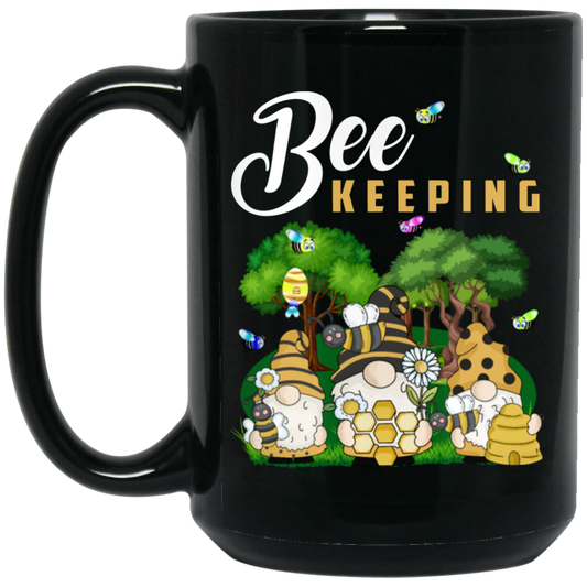 Bee Keeper Gnome, Bee Gnome, Bumble Bees, Bee Keeper Lover Gift, Best Bee Black Mug