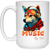 Fox Love Music, Handsome Foxe Wear A Headphone, Music Lover, Music Is My Life White Mug