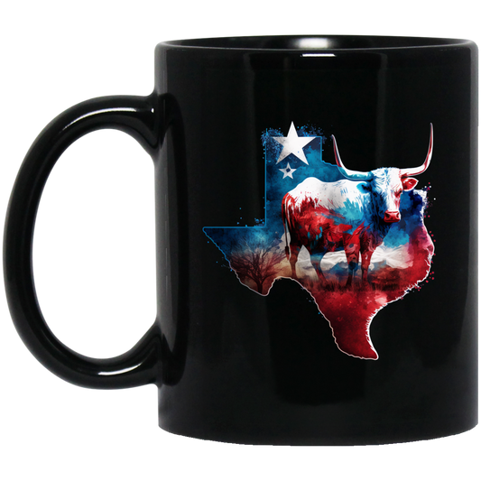 Love Texas, Cow In Texas, Best Of Texas, Best Cow Lover Gift, Texas Cow Black Mug