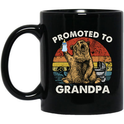 Vintage Promoted To Grandpa Bear, Bear Lover Gift In Vintage Black Mug