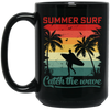 Surf Lover, Summer Surf, Catch The Wave, Retro Summer Gift, Surfing Love Gift Black Mug