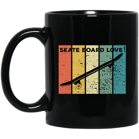 Skater Love Gift, Skateboard Lover, Retro Skate Love, Best Sport Skate Black Mug