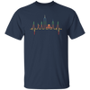 Retro New York Skyline Heartbeat Heart Statue Of Liberty