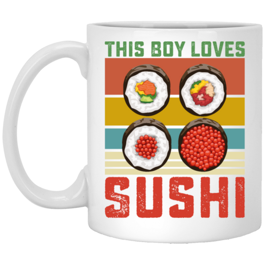 Sushi Lover, Japanese Food Love Gift, Retro Sushi Lover Gift, Best Japanese White Mug