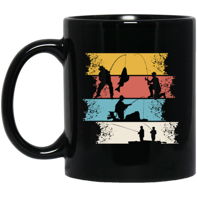 Retro Angel Motif, Retro Fisherman Vintage, Love Fishing Black Mug