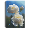 White Peonies Flower Under The Blue Sky In The Early Morning Canvas