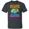 Love Bagpipes, Just A Boy Who Likes Bagpipes, Love Music, Best Bagpipes Unisex T-Shirt