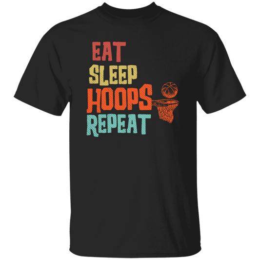 Basketball Gift, Eat Sleep Hoops Repeat Png, Retro Basketball Sport