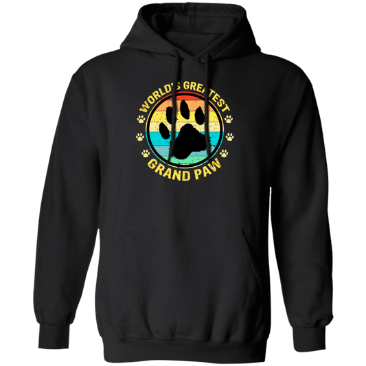 Worlds Greatest Grand Paw, Grandpa Dog Lover, Retro Paw Love Pullover Hoodie