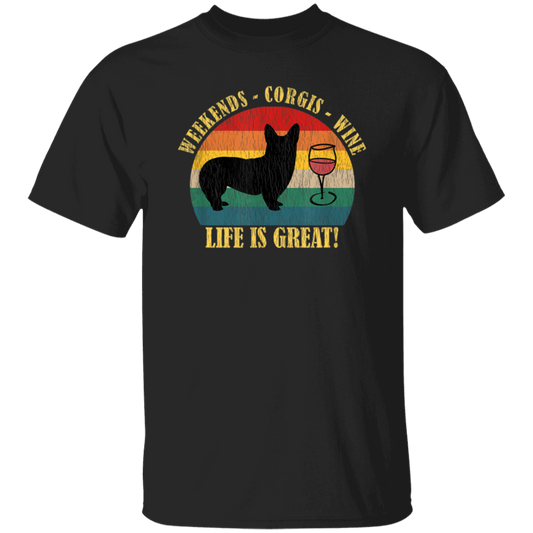 Retro Dog Weekends Wine Lovers Retro Life Is Great Unisex T-Shirt