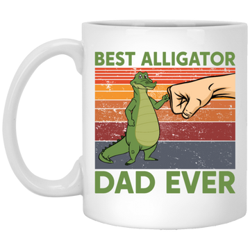Ever Fathers Day Best Alligator Dad Fist Bump Vintage White Mug