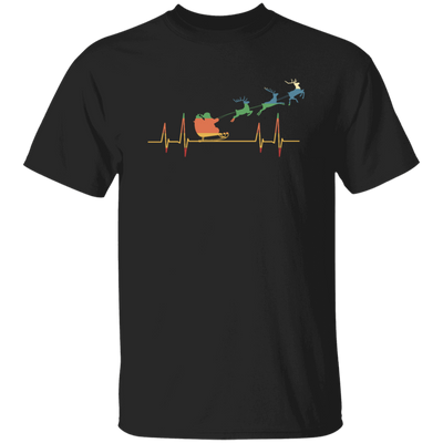 Retro Heartbeat Santa With Deers Unisex T-Shirt