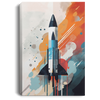 A Rocket Launching Into Space, Captured In The Abstract Painting Style Canvas