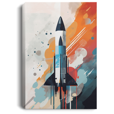 A Rocket Launching Into Space, Captured In The Abstract Painting Style Canvas