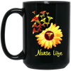 Nurse Gift, Nurse Life Sunflower, Cute Nurse Gift, Love My Nurse Life Black Mug