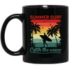 Surf Lover, Summer Surf, Catch The Wave, Retro Summer Gift, Surfing Love Gift Black Mug