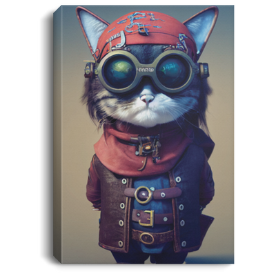 Tiny Cute Cyberpunk pirate Cat, Pixar style, Goggles, Hyperdetailed, Pirate Hat
