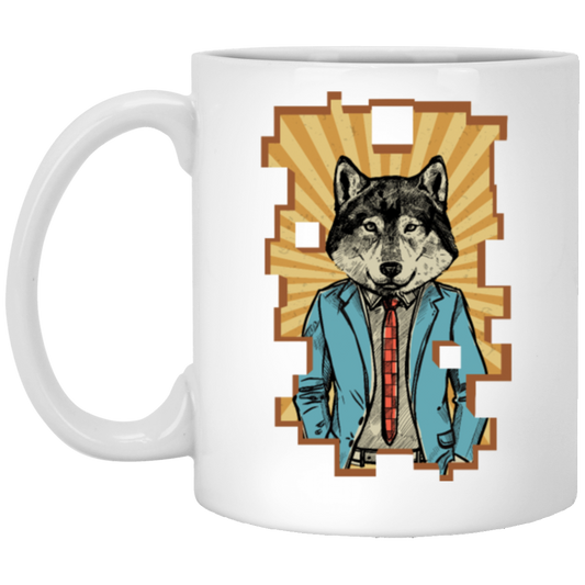 Wolf Hipster Animal Retro Wolf Herd Vintage Cool White Mug