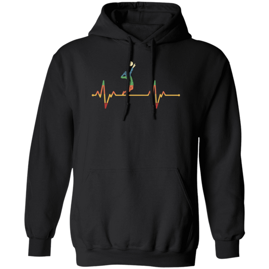 Retro Cool Heartbeat Volleyball Player Gift Pullover Hoodie