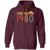 Vintage 1980 Retro Birthday Gift Pullover Hoodie