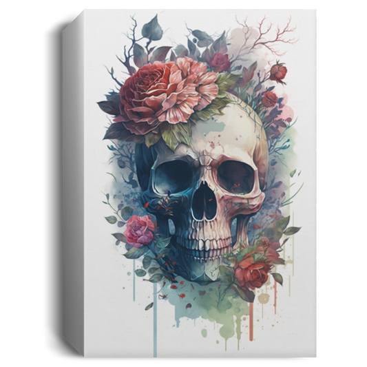 Skull With Roses In Watercolor Style, Anatomy Skull With FloralDecorativel