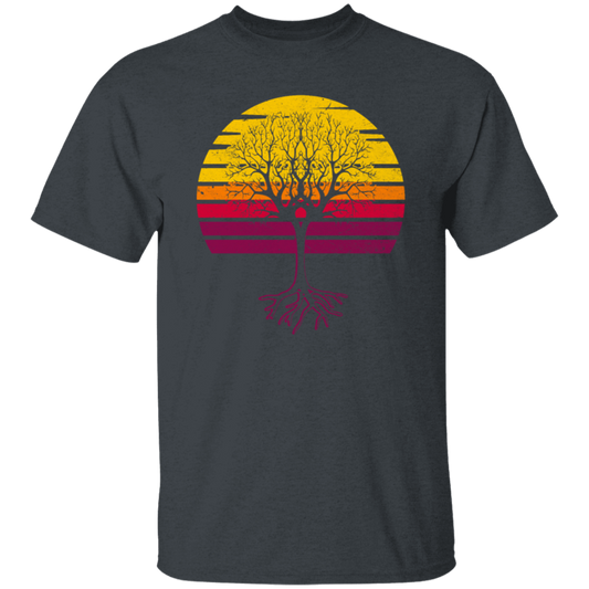 Retro Sun Tree, Earth Day, Arbor Day